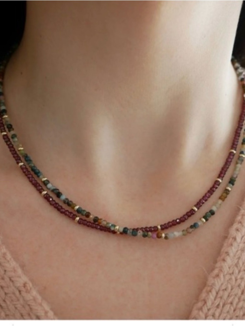 EF collection birthstone tourmaline beaded necklace